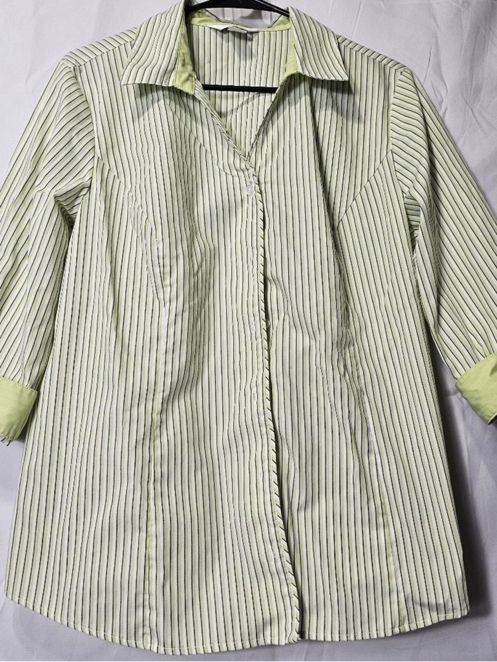 Light Green Pinstripe Men’s Button-Up Shirt